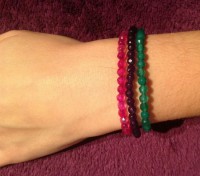 Pulsera de minerales rosa lila verde